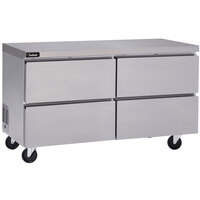 Delfield GUR60P-D 60" Front Breathing Undercounter Refrigerator with Four Drawers and 5" Casters