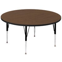 Correll Round 21" - 30" Walnut Adjustable Height High-Pressure Top Activity Table