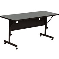 Correll 24" x 72" Montana Granite Rectangular Premium Laminate High Pressure Deluxe Flip Top Table