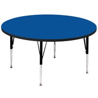 Correll Round 19" - 29" Blue Adjustable Height High-Pressure Top Activity Table