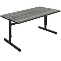 Correll 24 inch x 60 inch Rectangular Premium Laminate 21 inch - 29 inch New England Driftwood Adjustable Height High-Pressure Top Computer Table