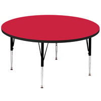 Correll Round 19" - 29" Red Adjustable Height High-Pressure Top Activity Table