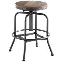 Lancaster Table & Seating Adjustable Screw Top Bar Stool with Driftwood Seat