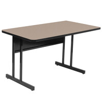 Correll 24" x 48" Savannah Sand Rectangular Premium Laminate Desk Height High Pressure Top Computer Table