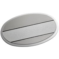 Cawley 1 3/4 inch x 2 1/2 inch Customizable Silver Premium Metal Oval Nametag