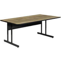Correll 24" x 48" Rectangular Premium Laminate Colonial Hickory Keyboard Height High-Pressure Top Computer Table
