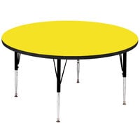 Correll Round 19" - 29" Yellow Adjustable Height High-Pressure Top Activity Table