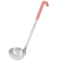 Vollrath 4980865 Jacob's Pride 8 oz. One-Piece Stainless Steel Ladle with Orange Kool-Touch® Handle