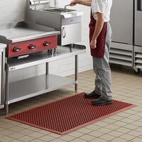 Choice 3' x 5' Red Rubber Grease-Resistant Anti-Fatigue Floor Mat with Beveled Edge - 1/2 inch Thick