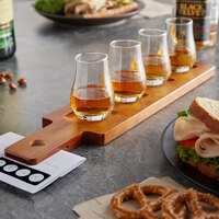 Acopa Dual-Sided Flight Paddle with Whiskey Tasting Glasses