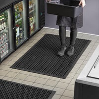 Lavex 3' x 5' Heavy-Duty Black Rubber Anti-Fatigue Floor Mat with Beveled Edge - 1/2 inch Thick