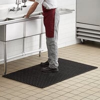 Choice 3' x 5' Black Rubber Straight Edge Anti-Fatigue Floor Mat - 3/4 inch Thick