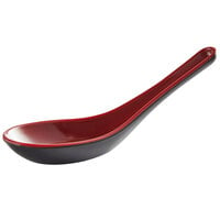 Thunder Group 7003JBR .75 oz. Two-Tone Red and Black Melamine Wonton Soup Spoon - 12/Pack