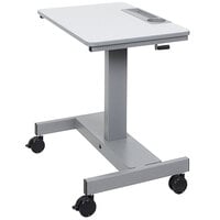 Luxor STUDENT-C 27 1/2 inch x 19 1/2 inch Light Gray Crank Adjustable Height Standing Desk with Gray Steel Frame