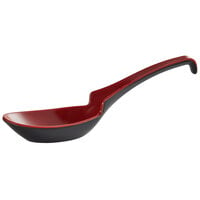 Thunder Group 7100JBR 1 oz. Two-Tone Red and Black Melamine Wonton Soup Spoon - 12/Pack