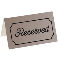 Cal-Mil 273-11 5 inch x 3 inch Brown/Black Double-Sided Reserved Tent Sign