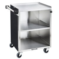 Lakeside 810B 3 Shelf Standard Duty Stainless Steel Utility Cart with Enclosed Base and Black Laminate Finish - 16 1/2" x 27 3/4" x 32 3/4"