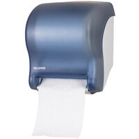 San Jamar T8000TBL Tear-N-Dry Essence Hands Free Roll Towel Dispenser - Arctic Blue