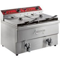 Avantco F202 30 lb. Dual Tank Medium-Duty Electric Countertop Fryer - 208/240V, 5400/7200W