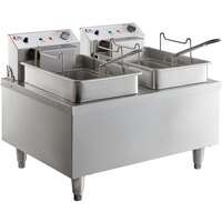 Cooking Performance Group EF302 30 lb. Dual Tank Heavy-Duty Electric Countertop Fryer - 208/240V, 8400/11,000W