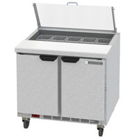 Beverage-Air SPED36HC-08-2-CL Elite Series 36 inch 2 Drawer Refrigerated Sandwich Prep Table with Clear Lid