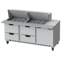 Beverage-Air SPED72HC-24M-4-CL Elite Series 72" 1 Door 4 Drawer Mega Top Refrigerated Sandwich Prep Table with Clear Lid