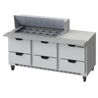 Beverage-Air SPED72HC-18M-6-CL Elite Series 72 inch 6 Drawer Mega Top Refrigerated Sandwich Prep Table with Clear Lid