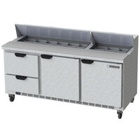 Beverage-Air SPED72HC-18-2-CL Elite Series 72" 2 Door 2 Drawer Refrigerated Sandwich Prep Table with Clear Lid
