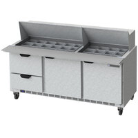 Beverage-Air SPED72HC-30M-2-CL Elite Series 72" 2 Door 2 Drawer Mega Top Refrigerated Sandwich Prep Table with Clear Lid