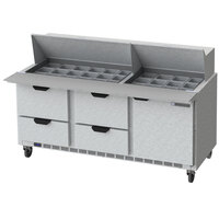 Beverage-Air SPED72HC-30M-4-CL Elite Series 72" 1 Door 4 Drawer Mega Top Refrigerated Sandwich Prep Table with Clear Lid