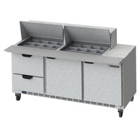 Beverage-Air SPED72HC-24M-2-CL Elite Series 72" 2 Door 2 Drawer Mega Top Refrigerated Sandwich Prep Table with Clear Lid