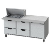 Beverage-Air SPED72HC-12M-4-CL Elite Series 72" 1 Door 4 Drawer Mega Top Refrigerated Sandwich Prep Table with Clear Lid
