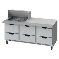 Beverage-Air SPED72HC-12M-6-CL Elite Series 72 inch 6 Drawer Mega Top Refrigerated Sandwich Prep Table with Clear Lid