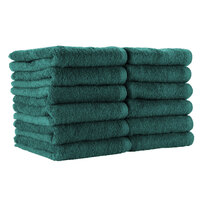 16 inch x 27 inch 100% Ring Spun Cotton Hunter Green Bleach-Safe Hand Towel 2.5 lb. - 180/Case