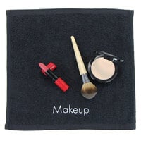 13 inch x 13 inch 100% Cotton Black Makeup Wash Cloth 1 lb. - 12/Pack