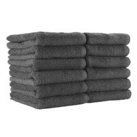 16 inch x 27 inch 100% Ring Spun Cotton Charcoal Bleach-Safe Hand Towel 2.5 lb. - 12/Pack