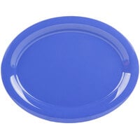 GET OP-135-PB Diamond Mardi Gras 13 1/2" x 10 1/4" Peacock Blue Oval Melamine Platter - 12/Case