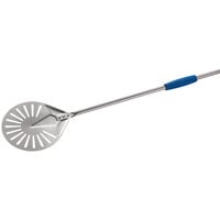 GI Metal Azzurra10 inch Stainless Steel Small Round Perforated Pizza Peel with 47 inch Handle I-26F/120