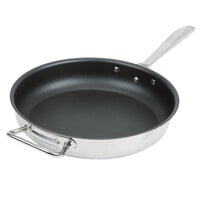 Vollrath 47758 Intrigue 12 1/2 inch Stainless Steel Non-Stick Fry Pan with Aluminum-Clad Bottom, CeramiGuard II Coating, and Helper Handle