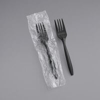 Choice Individually Wrapped Medium Weight Black Plastic Fork - 1000/Case