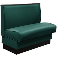 American Tables & Seating 45 1/2" Long Forest Green Plain Single Back Fully Upholstered Booth with Wood Top Cap - 36" High