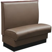American Tables & Seating 45 1/2" Long Mocha Plain Single Back Fully Upholstered Booth with Wood Top Cap - 42" High