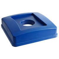 Carlisle 343936REC14 Centurian 35 Gallon Blue Square Recycling Bin Lid with Hole for Bottles / Cans