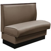 American Tables & Seating 45 1/2" Long Mocha Plain Single Back Fully Upholstered Booth with Wood Top Cap - 36" High
