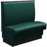 American Tables & Seating 45 1/2" Long Forest Green Plain Single Back Fully Upholstered Booth with Wood Top Cap - 42" High