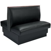 American Tables & Seating Black Plain Double Back Fully Upholstered Booth with Wood Top Cap - 36" H x 45 1/2" L