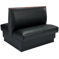 American Tables &amp; Seating 45 1/2" Long Black Plain Double Back Fully Upholstered Booth with Wood Top Cap