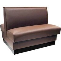 American Tables &amp; Seating 45 1/2" Long Mocha Plain Double Back Fully Upholstered Booth with Wood Top Cap