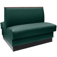 American Tables & Seating QADC-36-FORESTGREEN-TOP CAP 45 1/2 inch Forest Green Plain Double Back Fully Upholstered Booth with Wood Top Cap