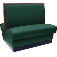 American Tables & Seating QADC-42-FORESTGREEN-TOP CAP 45 1/2 inch Forest Green Plain Double Back Fully Upholstered Booth with Wood Top Cap